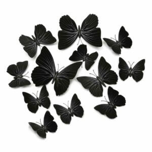 Väggdekor väggdekaler svarta fjärilar 12-pack