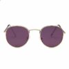 Runda solglasögon retro guld lila glas