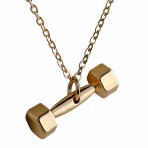 Trendigt Gym Hantel Halsband M. Guld Kedja