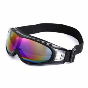 Svarta Skidglasögon med Färgat Spegelglas Regnbåge Goggles Mc Moped Moppe MX Glasögon UV-skydd Unisex