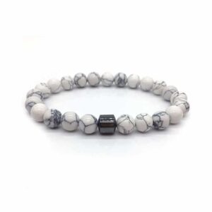 Handgjort Armband Sten Vit Marmor Och Hematit