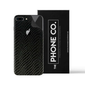 Iphone-8-svart-lader-ormskinn-baksida-skin-1