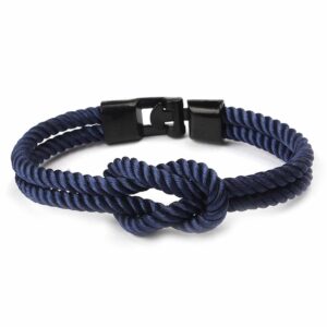 Mörkblått Handgjort Tygarmband Knut Rep Herrarmband Navy