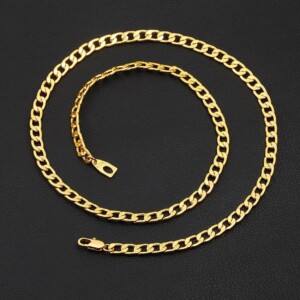 Tjock kedja i guld 55 cm lang halsband lank 3