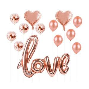 Love karlek ballonger roseguld rose guld jubileum fodelsedag brollop fest nygift gifta sig honeymoon smekmanad brollopsfest