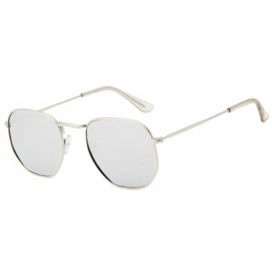 Runda Solglasögon Metall Silver Spegelglas
