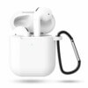 Vit apple airpods 2 vaska case silikon stotsaker forvaring tradlos laddning kompatibel med krok karbinhake 2