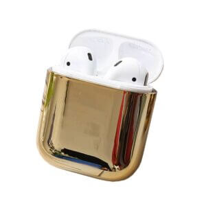 Apple airpods 1 2 skyddsfodral guld fodral case skal guldigt glansigt glansande bling 3