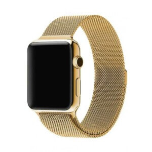 Guld klockarmband for apple watch 1 2 3 magnetiskt mesh milanese metall magnetlas rostfritt guldigt