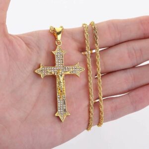 Halsband jesus pa kors kedja bling smycke guld guldigt guldfylld guldplaterad