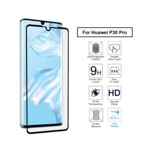 Huawei p30 pro heltackande skarmskydd hardat glas med kolfiber displayskydd displayfilm