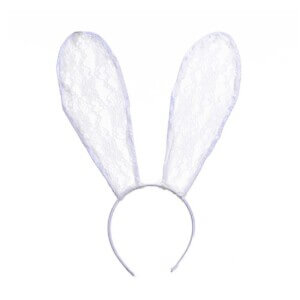Kaninoron vit spets lace maskerad utkladnad fest stora oron playboy sexiga bunny ears