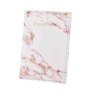 Passfodral passhallare fodral for pass skinn lader rosa marmor med guld 2