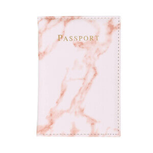 Passfodral passhallare fodral for pass skinn lader rosa marmor med guld