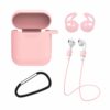 Airpods 1/2 4-i-1 Fodral Halsrem Earhooks Rosa