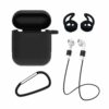 Airpods 1/2 4-i-1 Fodral Halsrem Earhooks Svart