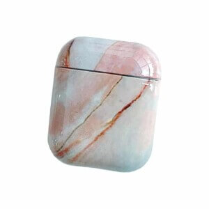 Apple airpods 1 2 skyddsfodral guld fodral case skal beige rosa marmor marble 1