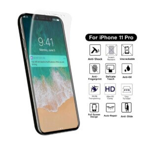 Apple iphone 11 pro heltackande skarmskydd displayskydd displayfilm skyddsfilm plast tpu