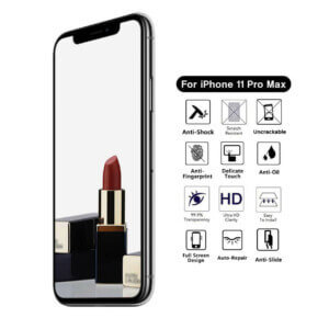 Apple iphone 11 pro max heltackande skarmskydd spegel mirror displayskydd displayfilm skyddsfilm plast tpu
