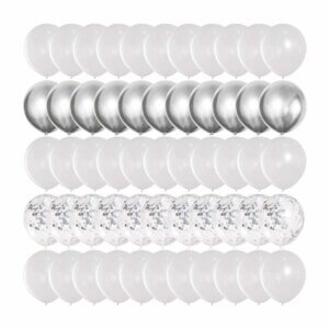 50 pack ballonger silver metallic vit konfettiballonger fodelsedag 31cm