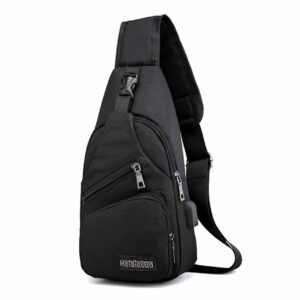 Axelväska Herr Axelremsväska Cross Body Väska Powerbank Uttag - Svart
