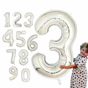 Stora sifferballonger ballonger siffror silver metallic fodelsedag fest 102cm 0 9