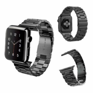 Svart klockarmband for apple watch 1 2 3 4 5 stainless metall rostfritt