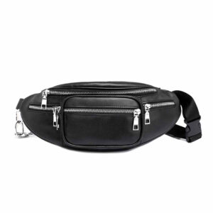 Svart Midjeväska Magväska Bum Bag Cross Body Väska Skinn Läder