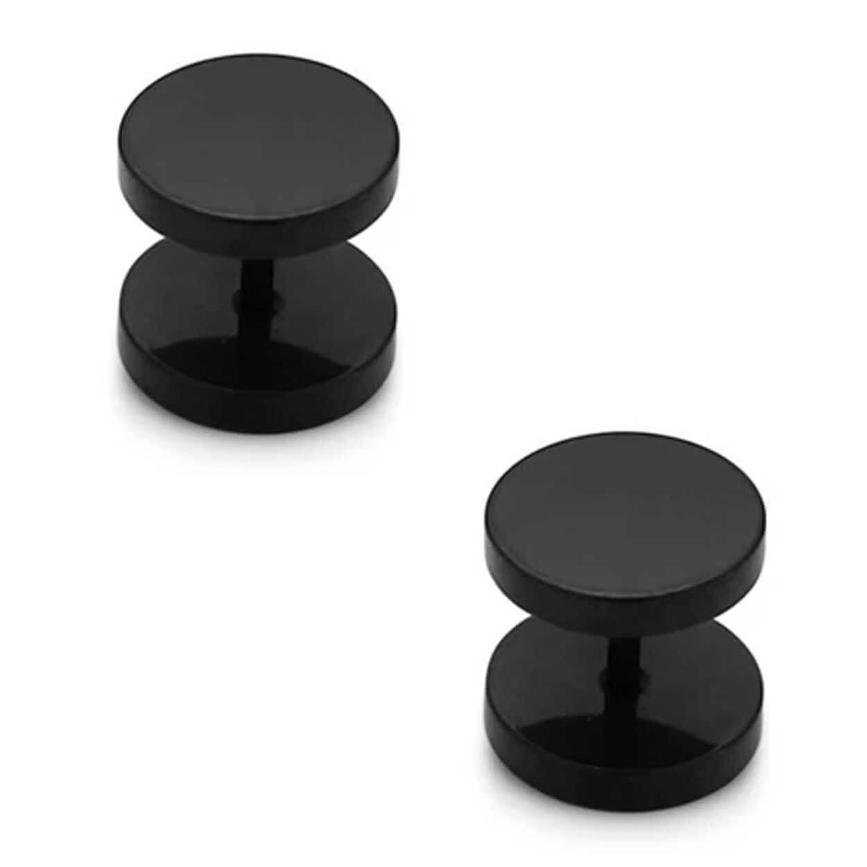 2-pack Svart Fake Plug Fejk Töjning Örhänge Piercingsmycke - 10mm