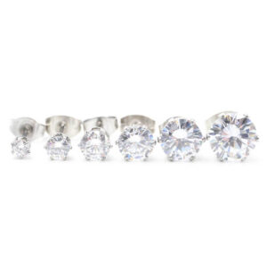 2-pack Silver Kristall Piercing Örhänge Piercingsmycke