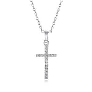 Silver kors kedja | silver kors halsband med diamant