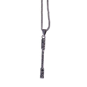 Halsband Mönstrad Stav Cylinder Med Boxkedja Silver