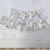 Silver happy birthday fodelsedag ballonger fest bokstavsballonger fodelsedagsfest firande