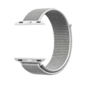 Klockarmband for apple watch 1 2 3 4 5 nylonarmband tyg kardborreband velcro sport loop gra ljusgra seashell 2