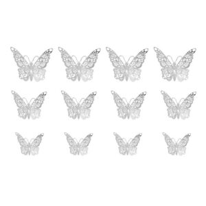 12-pack Fjärilar 3d Väggdekal Väggdekor Väggdekoration Silver