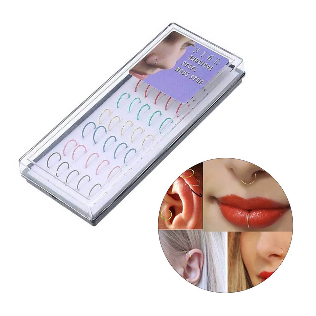 40-pack fake piercing öron läpp näsring septum läppring