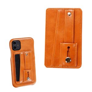 Universal korthallare ficka kreditkortshallare med hallare stall for mobiltelefon smartphone ljusbrunt brunt skinn lader 3