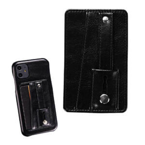 Universal korthallare ficka kreditkortshallare med hallare stall for mobiltelefon smartphone svart skinn lader 4