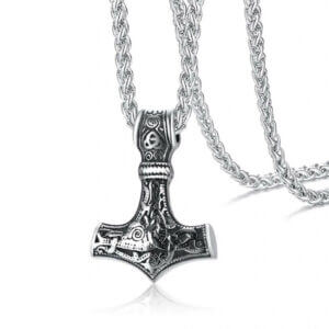 Viking halsband tors hammare mjolnir vikingahalsband kedja silver