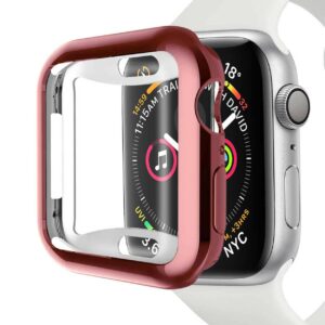 Heltackande apple watch 1 2 3 4 5 6 se skal case skarmskydd displayskydd displayfilm iwatch 38 40 42 44 tpu rosa