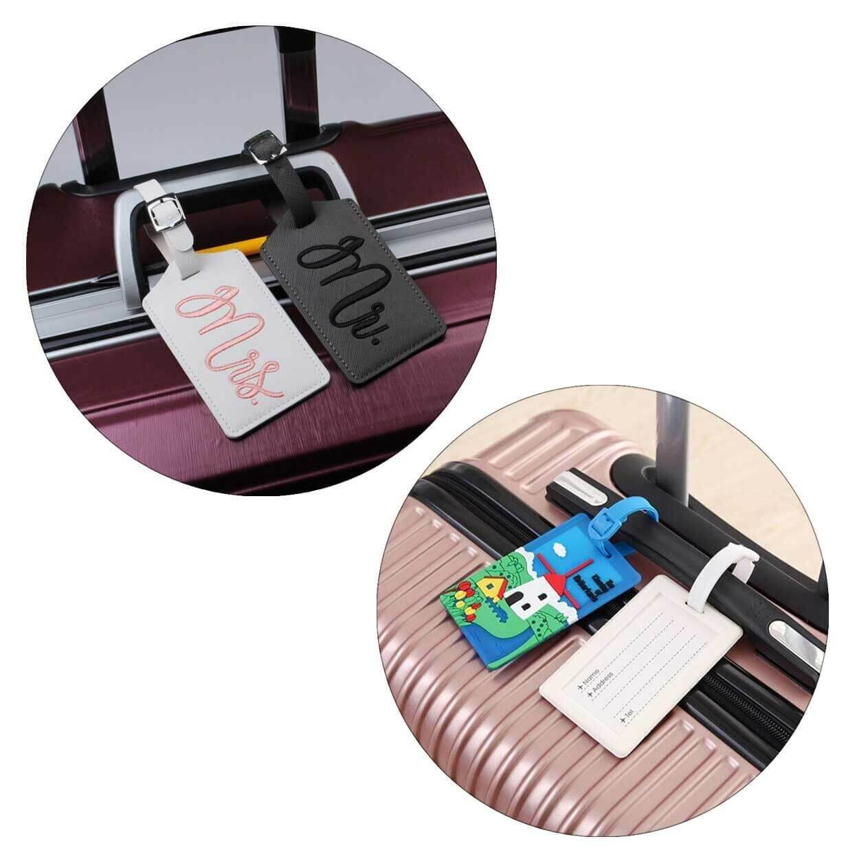 Bagagetaggar och adresslappar på resväskor för att inte tappa bort resväskan