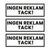 3-pack Ingen Reklam Tack Klistermärke Dekal Vit 3,5x10,5cm
