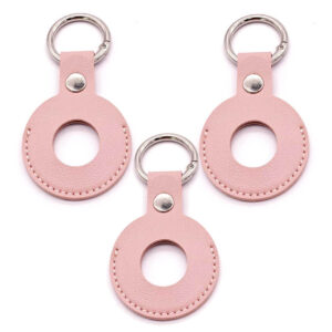 3-pack Apple Airtag Fodral Rosa Pu Skinn Läder