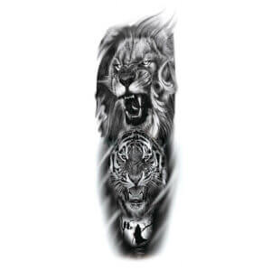 Fake-sleeve-tatuering-temporar-gnuggis-for-arm-lejon-2