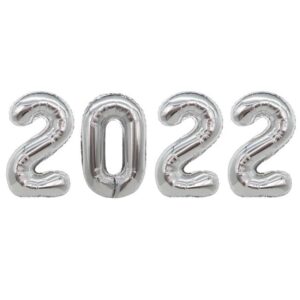 2022 Enorma Sifferballonger I Silver För Nyår 102cm