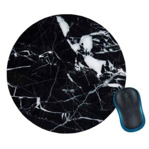 Mjuk-rund-musmatta-svart-marmor-tryck-20-cm