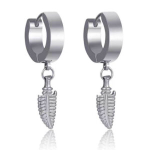 2-pack Piercing Örhänge Med Hängande Fjäder Silver