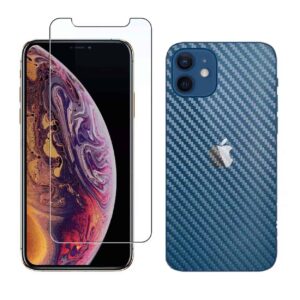 2-pack-iphone-11-12-mini-skarmskydd-displayfilm-kolfiber-skyddsfilm-baksida-carbon-front-back-protector