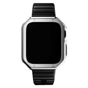Apple-watch-svart-armband-med-tpu-skal-case-bumper-silver-2