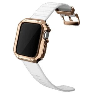 Apple-watch-vitt-armband-med-tpu-skal-case-bumper-roseguld